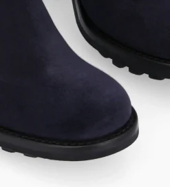 Boot biker à boucle - Justy 90 - Cuir velours - Marine