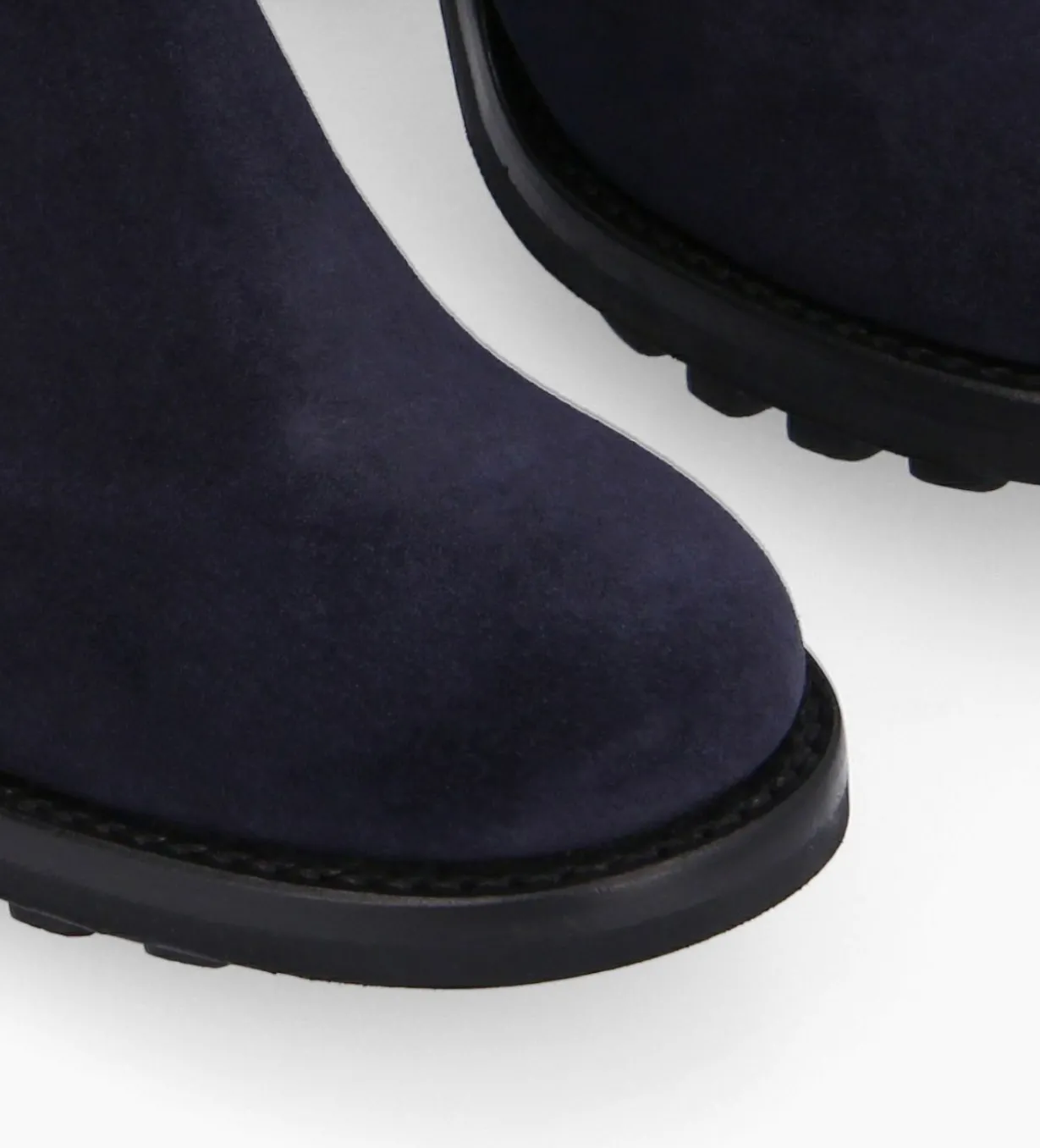 Boot biker à boucle - Justy 90 - Cuir velours - Marine