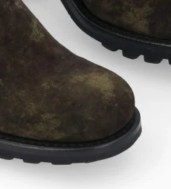Boot biker à boucle - Justy 70 - Cuir velours - Camouflage