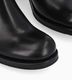 Boot biker à double boucle - Biker 70 - Cuir lisse - Noir