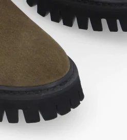Boot ranger à zip - Gisèle - Cuir velours - Kaki