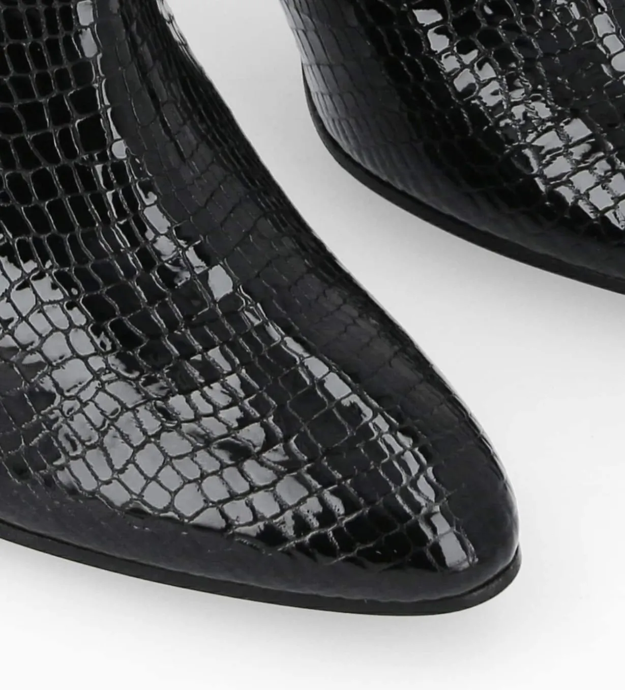 Botte à talon - Céleste 65 - Cuir imprimé serpent verni - Noir