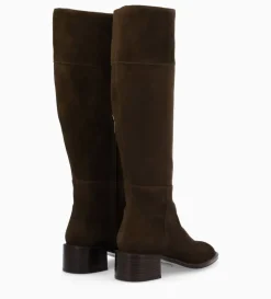 Botte à talon - Lora 50 - Cuir velours - Marron foncé