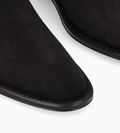Botte à talon plat - Joan - Cuir velours - Noir