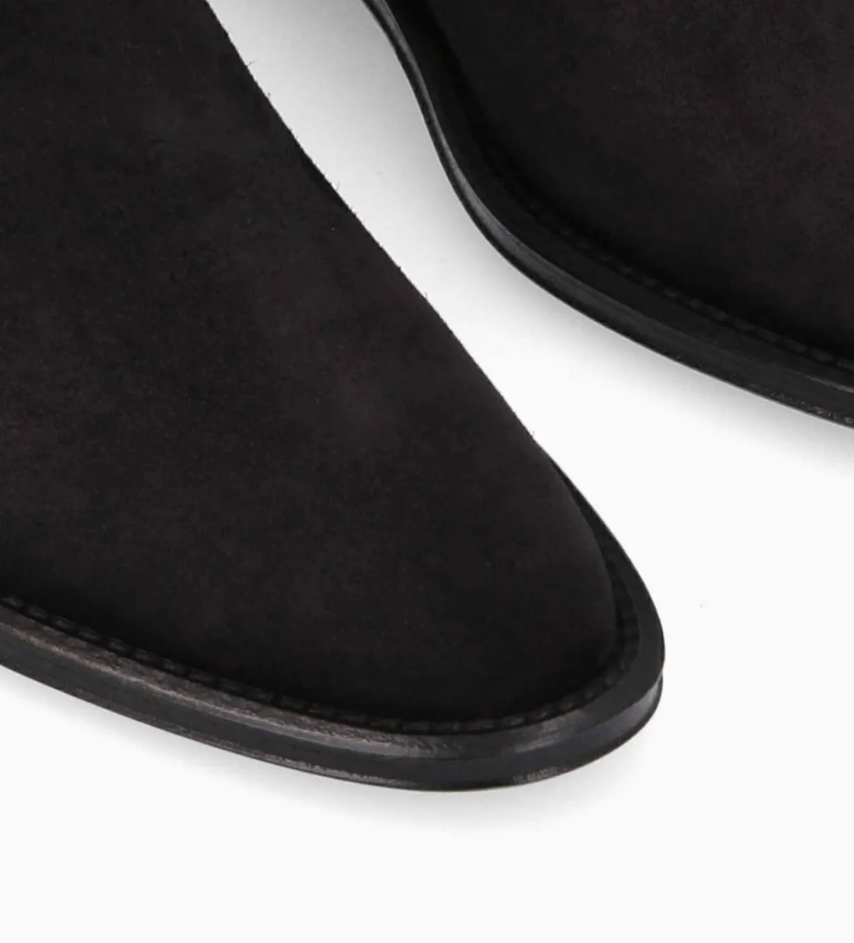 Botte à talon plat - Joan - Cuir velours - Noir