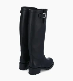 Botte biker à boucle - Biker 40 - Cuir grainé - Noir