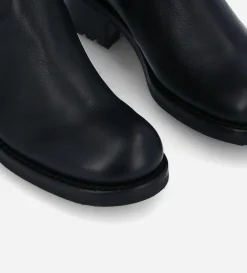 Botte biker à boucle - Biker 40 - Cuir grainé - Noir