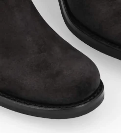 Botte biker à boucle - Biker 7 - Cuir velours - Noir