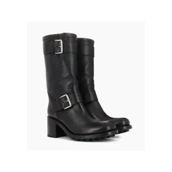 Botte biker à double boucle biker - Biker 70 - Cuir lisse - Noir