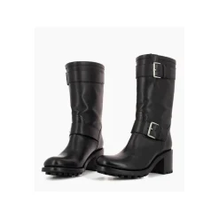 Botte biker à double boucle biker - Biker 70 - Cuir lisse - Noir