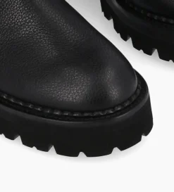 Botte biker à double boucle - Carra 45 - Cuir grainé - Noir
