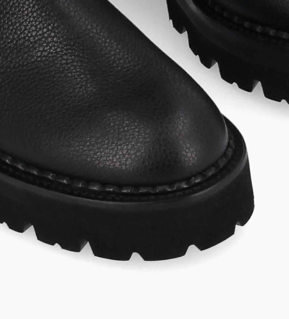 Botte biker à double boucle - Carra 45 - Cuir grainé - Noir