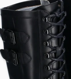 Botte biker lacée à boucle - Justy 70 - Cuir lisse - Noir