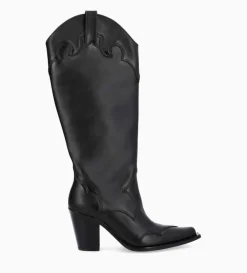 Botte western à talon - Annie 80 - Cuir de veau lisse mat - Noir