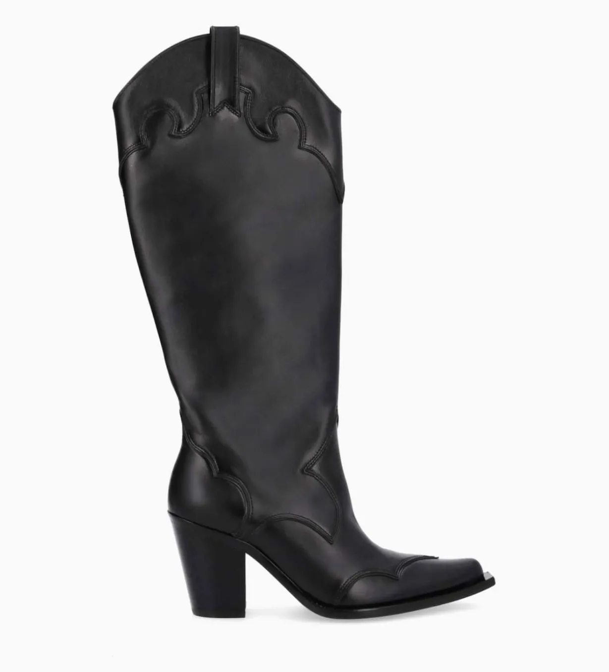 Botte western à talon - Annie 80 - Cuir de veau lisse mat - Noir