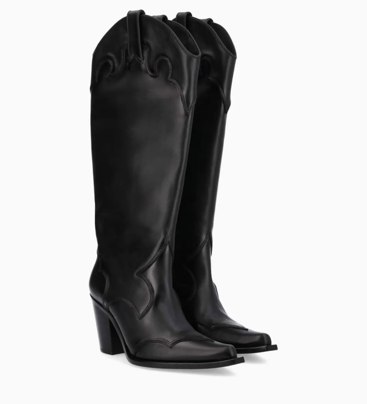 Botte western à talon - Annie 80 - Cuir de veau lisse mat - Noir