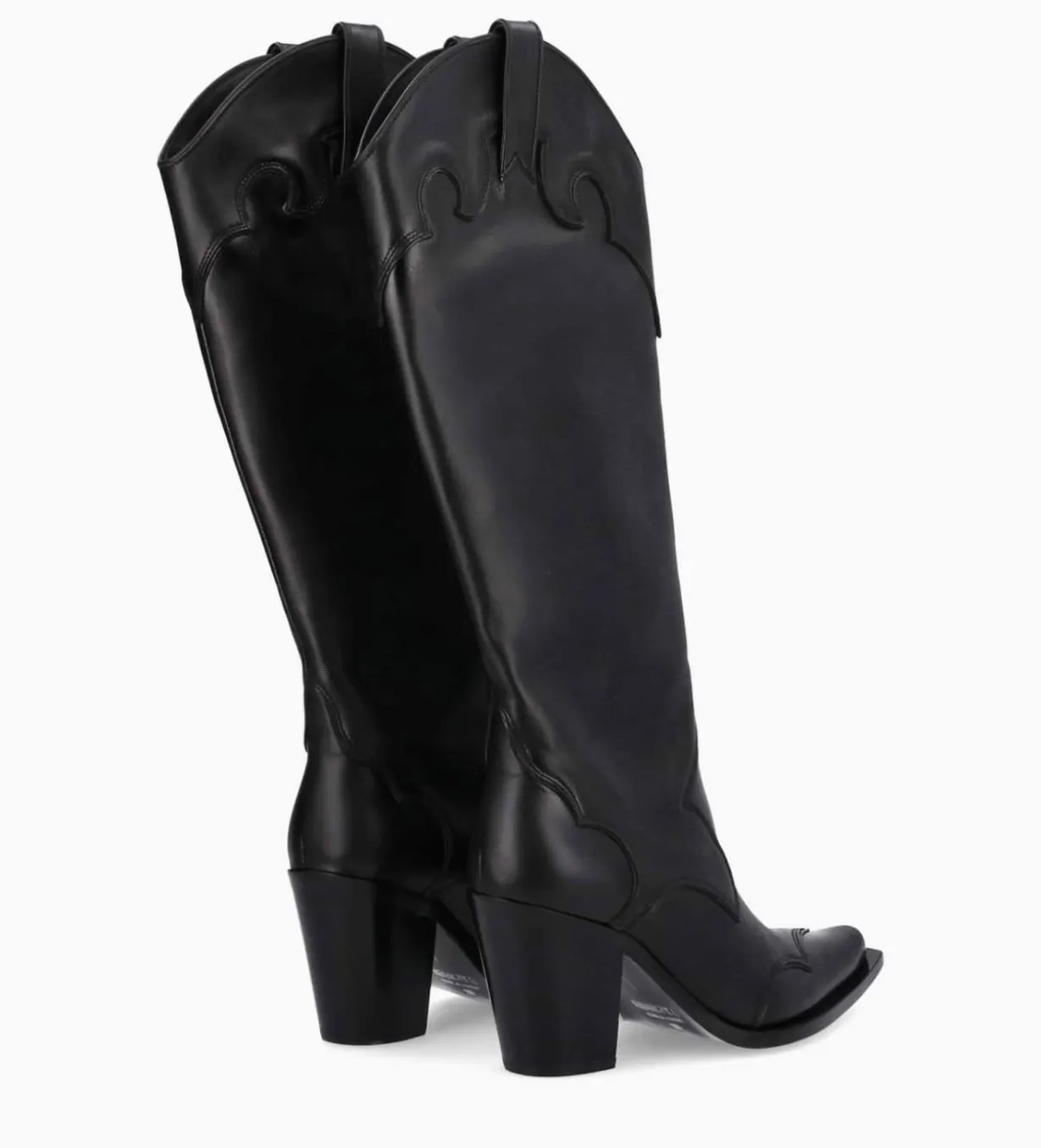 Botte western à talon - Annie 80 - Cuir de veau lisse mat - Noir