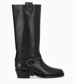 Botte western avec harnais - Carma 45 - Cuir lisse - Noir