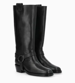 Botte western avec harnais - Carma 45 - Cuir lisse - Noir