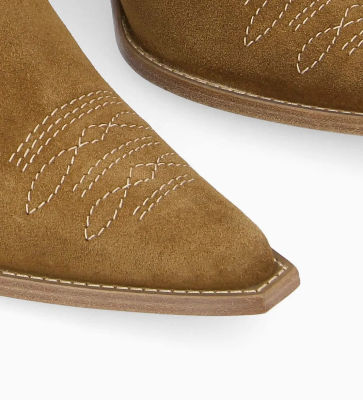 Botte western brodée à talon - Ruby 50 - Cuir velours - Sienna