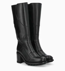 Botte zippée à talon - Thelma 70 - Cuir lisse - Noir