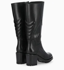 Botte zippée à talon - Thelma 70 - Cuir lisse - Noir