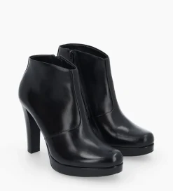 Bottine à talon à zip - Juke 70 - Cuir lisse - Noir