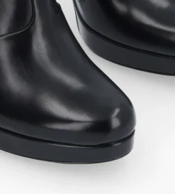 Bottine à talon à zip - Juke 70 - Cuir lisse - Noir