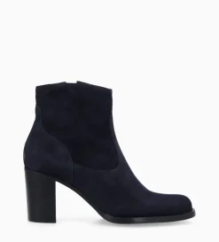 Bottine à talon à zip - Legend 70 - Cuir velours - Marine