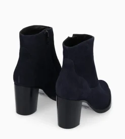 Bottine à talon à zip - Legend 70 - Cuir velours - Marine