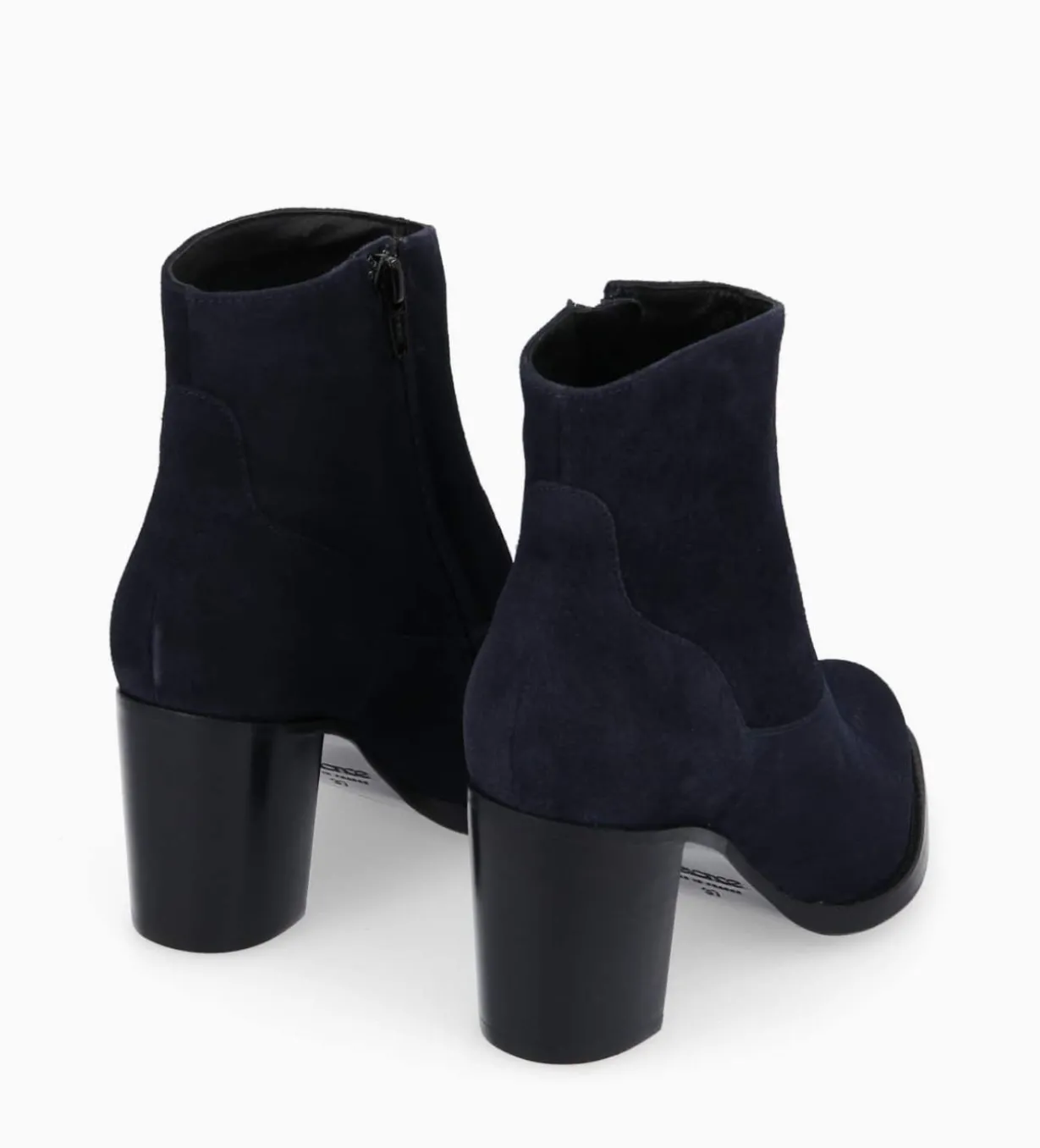 Bottine à talon à zip - Legend 70 - Cuir velours - Marine