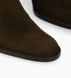 Bottine à talon à zip - Legend 70 - Cuir velours - Marron foncé