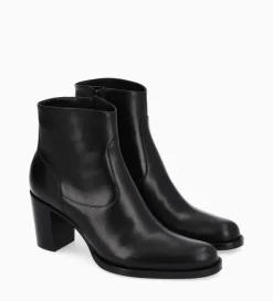 Bottine à talon à zip - Legend 70 - Cuir lisse brillant - Noir