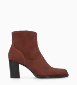 Bottine à talon à zip - Legend 70 - Cuir velours - Grenat