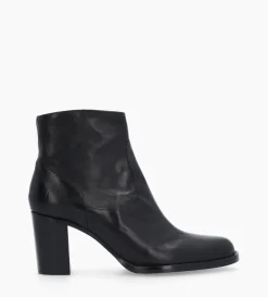 Bottine à talon à zip - Legend 70 - Cuir grainé - Noir