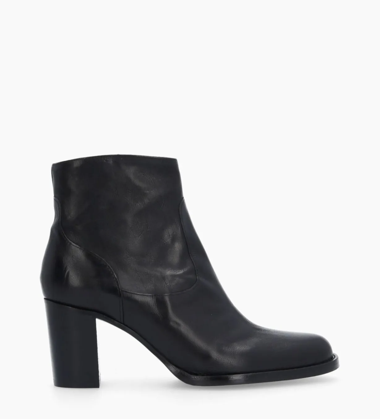 Bottine à talon à zip - Legend 70 - Cuir grainé - Noir