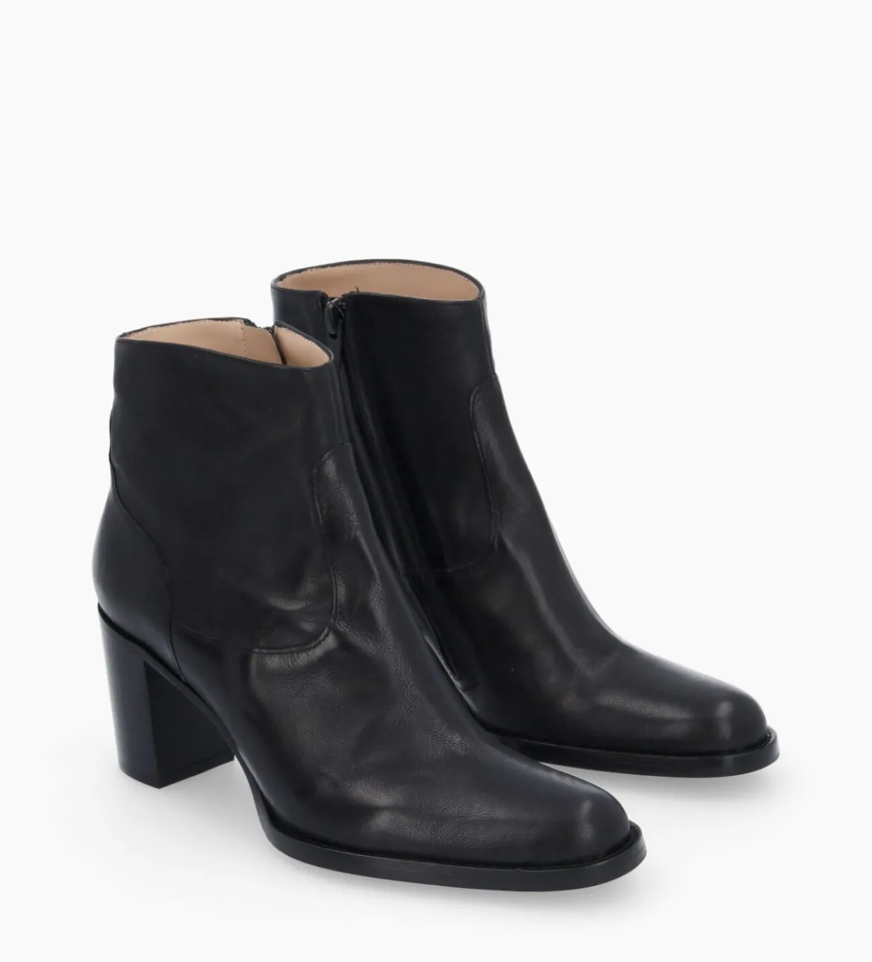 Bottine à talon à zip - Legend 70 - Cuir grainé - Noir