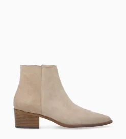 Bottine à talon à zip - Megan 50 - Cuir velours - Taupe