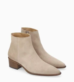 Bottine à talon à zip - Megan 50 - Cuir velours - Taupe