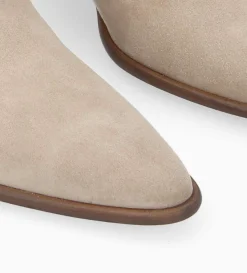 Bottine à talon à zip - Megan 50 - Cuir velours - Taupe