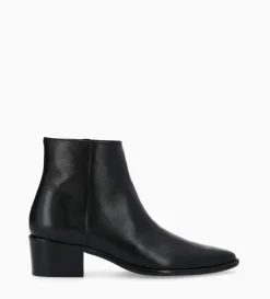 Bottine à talon à zip - Megan 50 - Cuir lisse - Noir