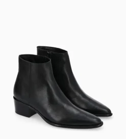 Bottine à talon à zip - Megan 50 - Cuir lisse - Noir