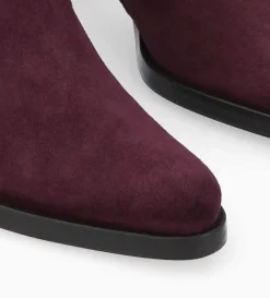 Bottine à talon à zip - Paddy 70 - Cuir velours - Bordeaux