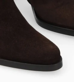 Bottine à talon à zip - Paddy 70 - Cuir velours - Marron foncé
