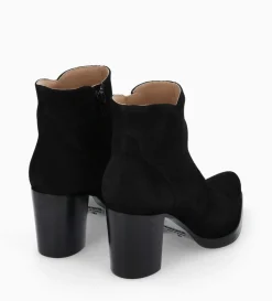Bottine à talon à zip - Paddy 70 - Cuir velours - Noir