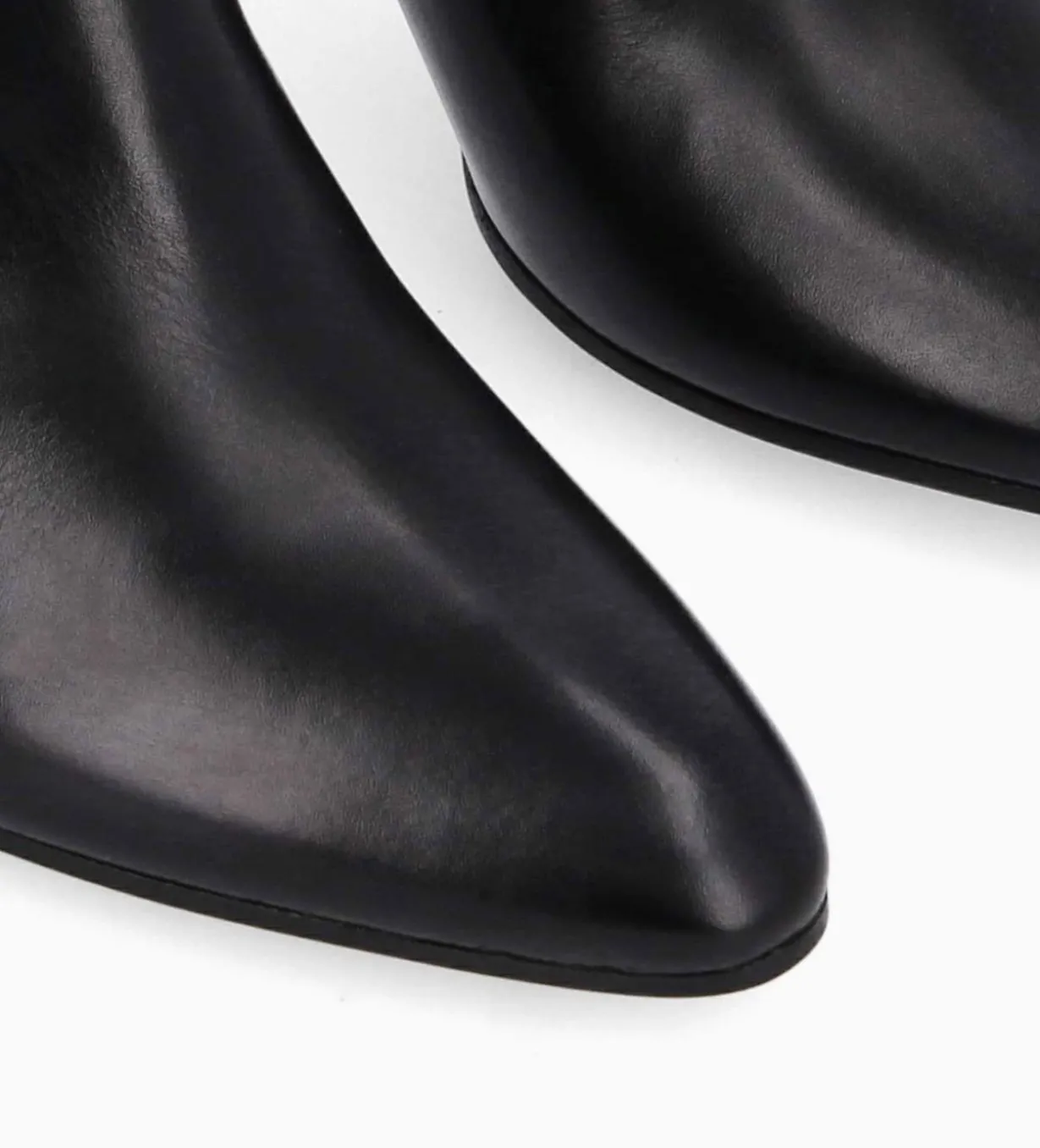 Bottine à talon aiguille zippée - Stella 85 - Cuir de veau lisse brillant - Noir