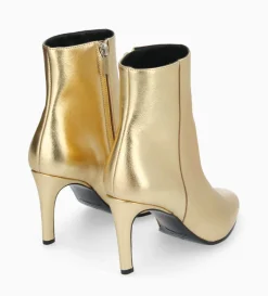 Bottine à talon aiguille zippée - Stella 85 - Cuir métallisé - Or