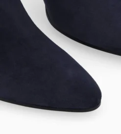 Bottine à talon aiguille zippée - Stella 65 - Cuir velours - Marine
