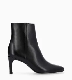 Bottine à talon aiguille zippée - Stella 65 - Cuir de veau lisse brillant - Noir