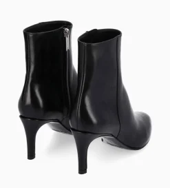 Bottine à talon aiguille zippée - Stella 65 - Cuir de veau lisse brillant - Noir